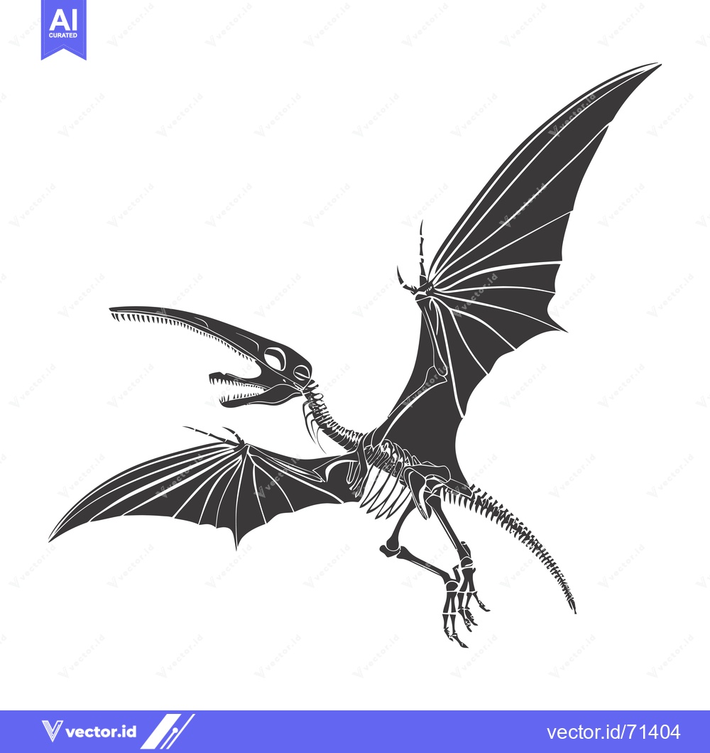 Premium Vector of Skeletal Illustration of a Pterodactyl Dinosaur in Flight