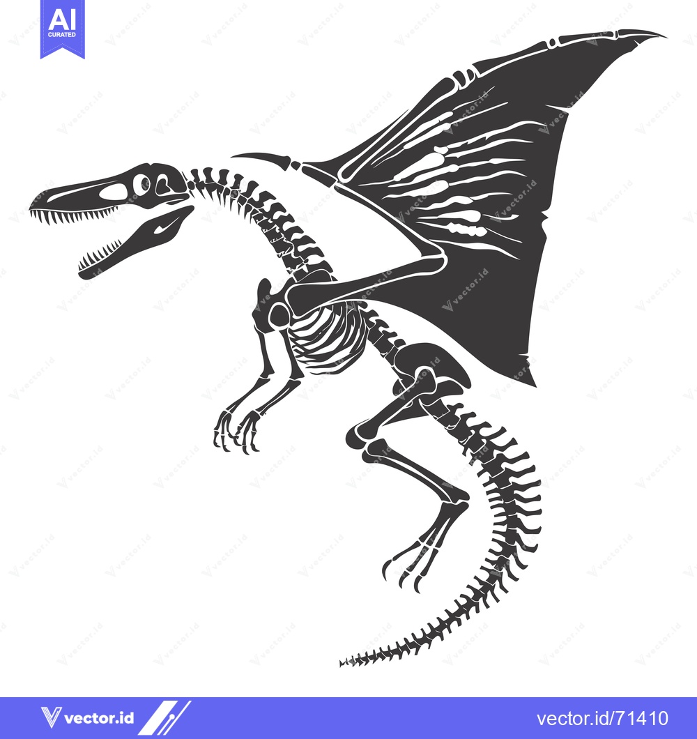 Premium Vector dari Skeletal Remains of a Winged Dragon with Spread Wings