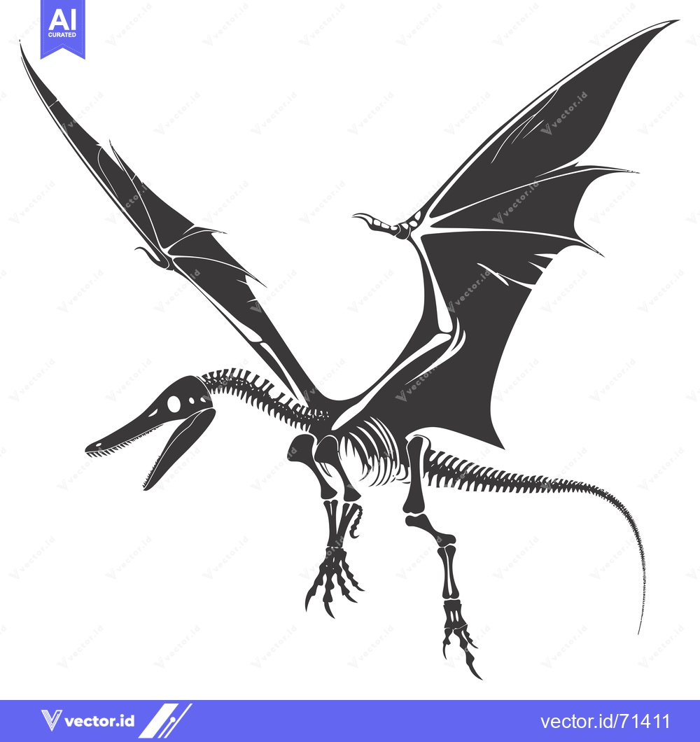 Premium Vector of Skeleton of a Pterodactyl with Spread Wings