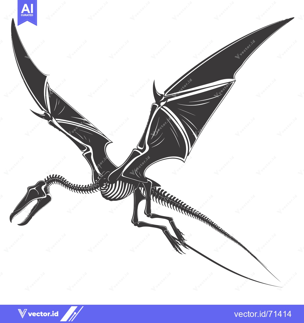 Premium Vector dari Skeletal Dragon in Flight with Wings Outstretched