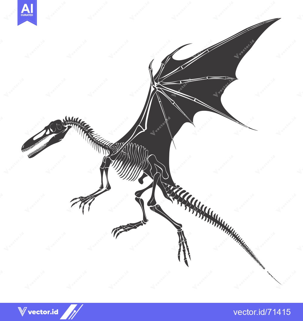 Premium Vector dari Skeletal Dragon with Spread Wings