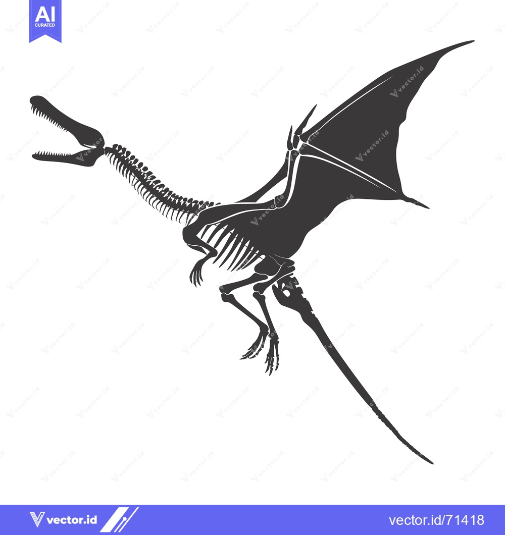 Premium Vector dari Skeletal Silhouette of a Flying Dragon in Mid-Flight