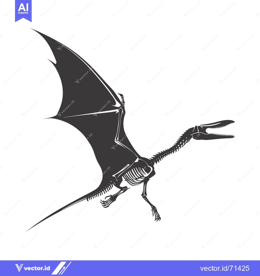 Premium Vector of Pterodactyl Skeleton in Flight Silhouette