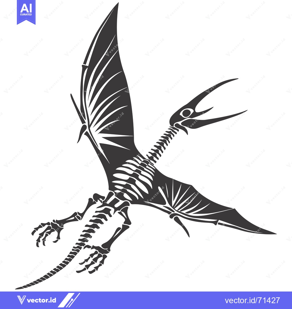 Premium Vector dari Pterodactyl Skeleton in Flight
