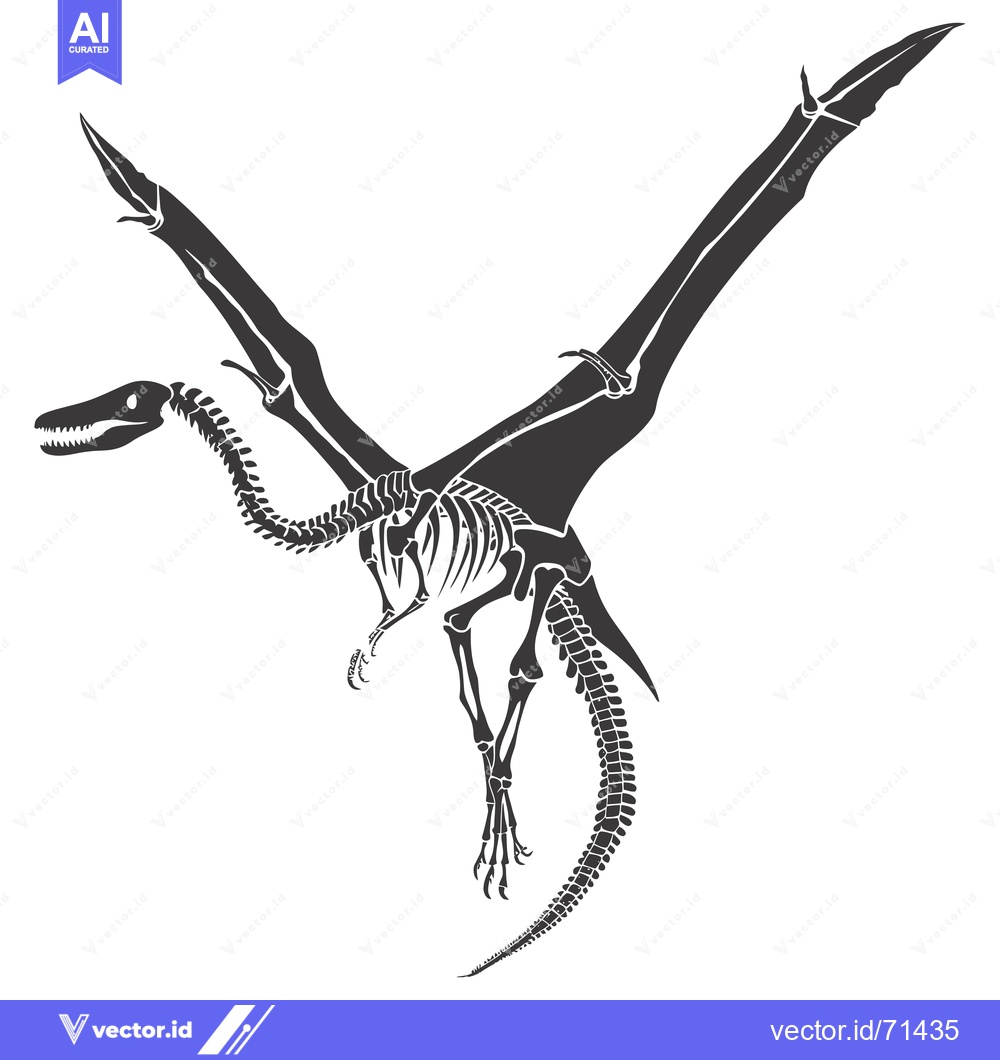 Premium Vector dari Pterodactyl Skeleton with Spread Wings in Flight