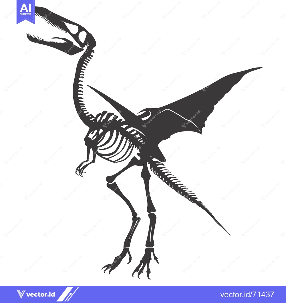 Premium Vector of Skeletal Remains of a Pterodactyl with Open Mouth and Extended Wings