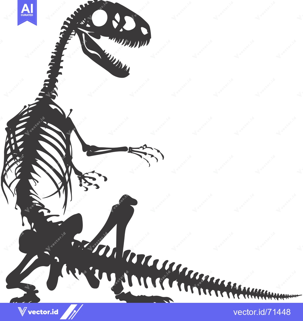 Premium Vector of Silhouette of a Dinosaur Skeleton in a Posing Stance