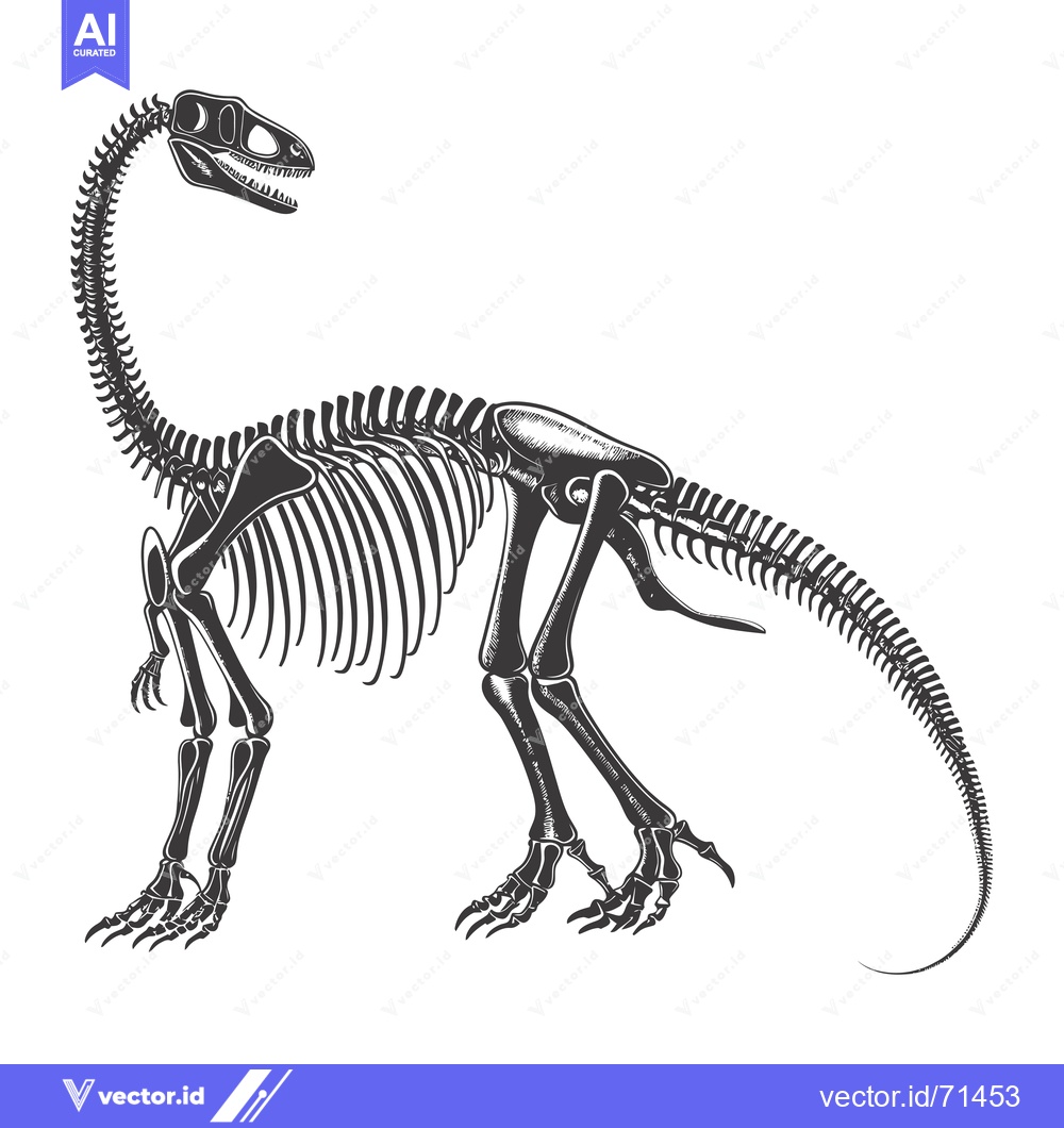 Premium Vector of Detailed Skeletal Structure of a Dinosaur