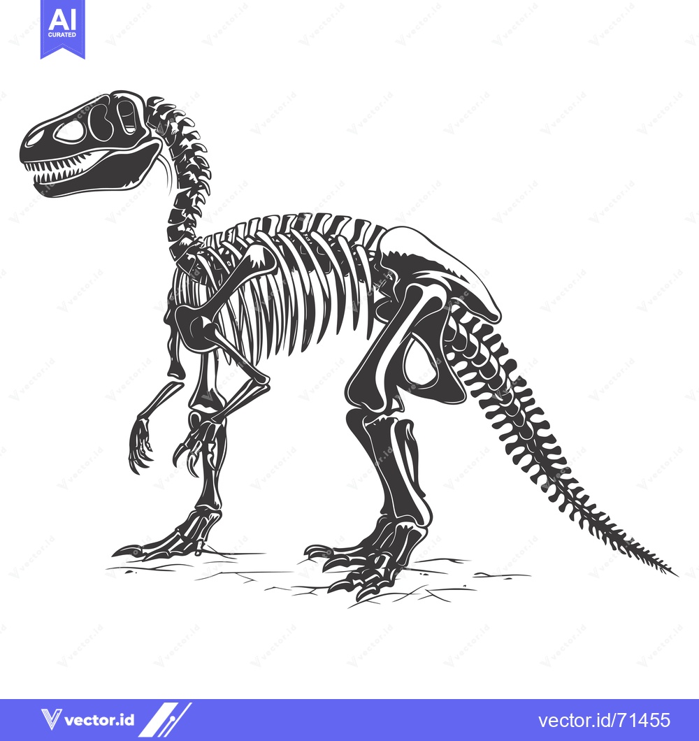 Premium Vector of Detailed Skeletal Remains of a Prehistoric Dinosaur