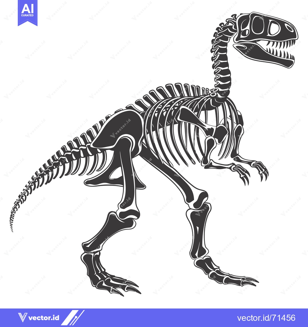 Premium Vector of A Detailed Illustration of a Dinosaur Skeleton in a Standing Pose