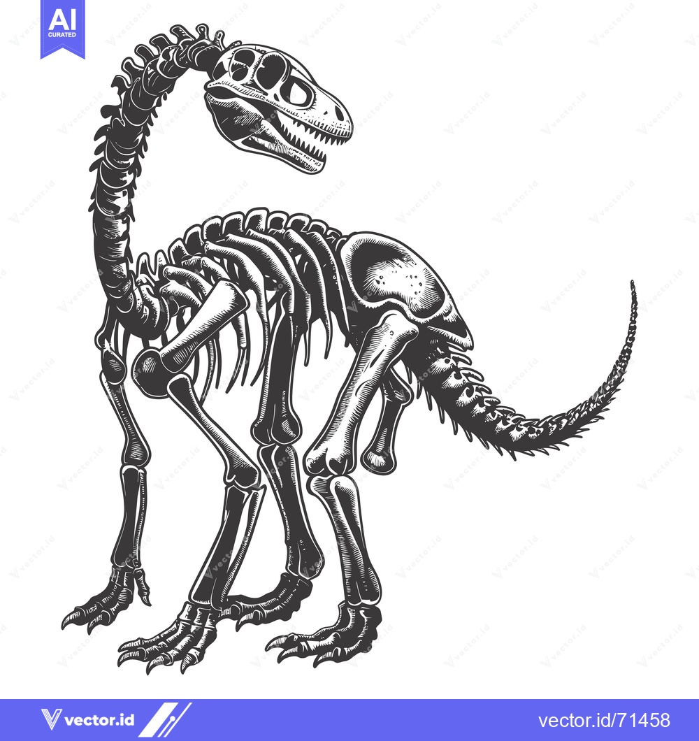 Premium Vector dari Detailed Illustration of a Dinosaur Skeleton in Profile