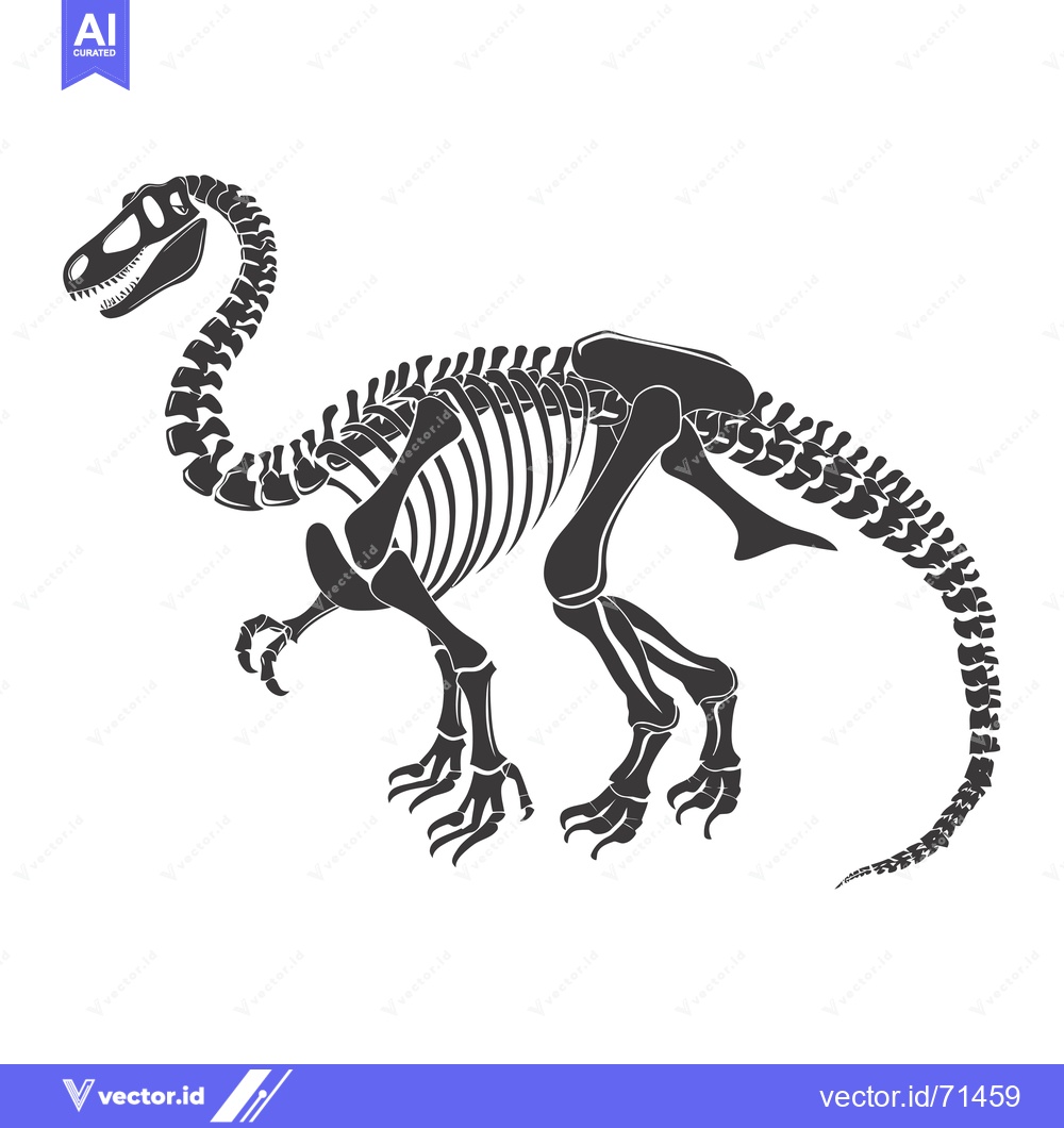 Premium Vector dari A Detailed Black and White Dinosaur Skeleton Illustration
