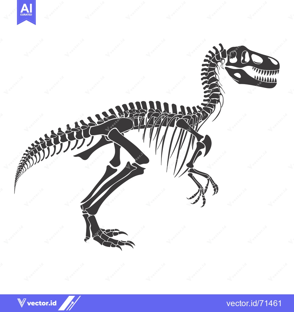 Premium Vector dari Black and White Illustration of a Tyrannosaurus Rex Skeleton