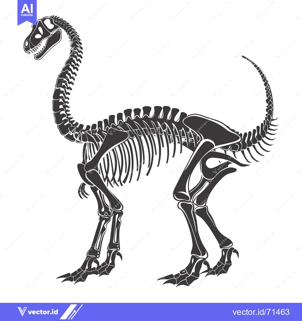 Premium Vector dari Silhouette of a Dinosaur Skeleton