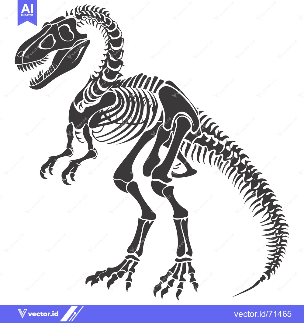 Premium Vector of Black and White Silhouette of a Tyrannosaurus Rex Skeleton