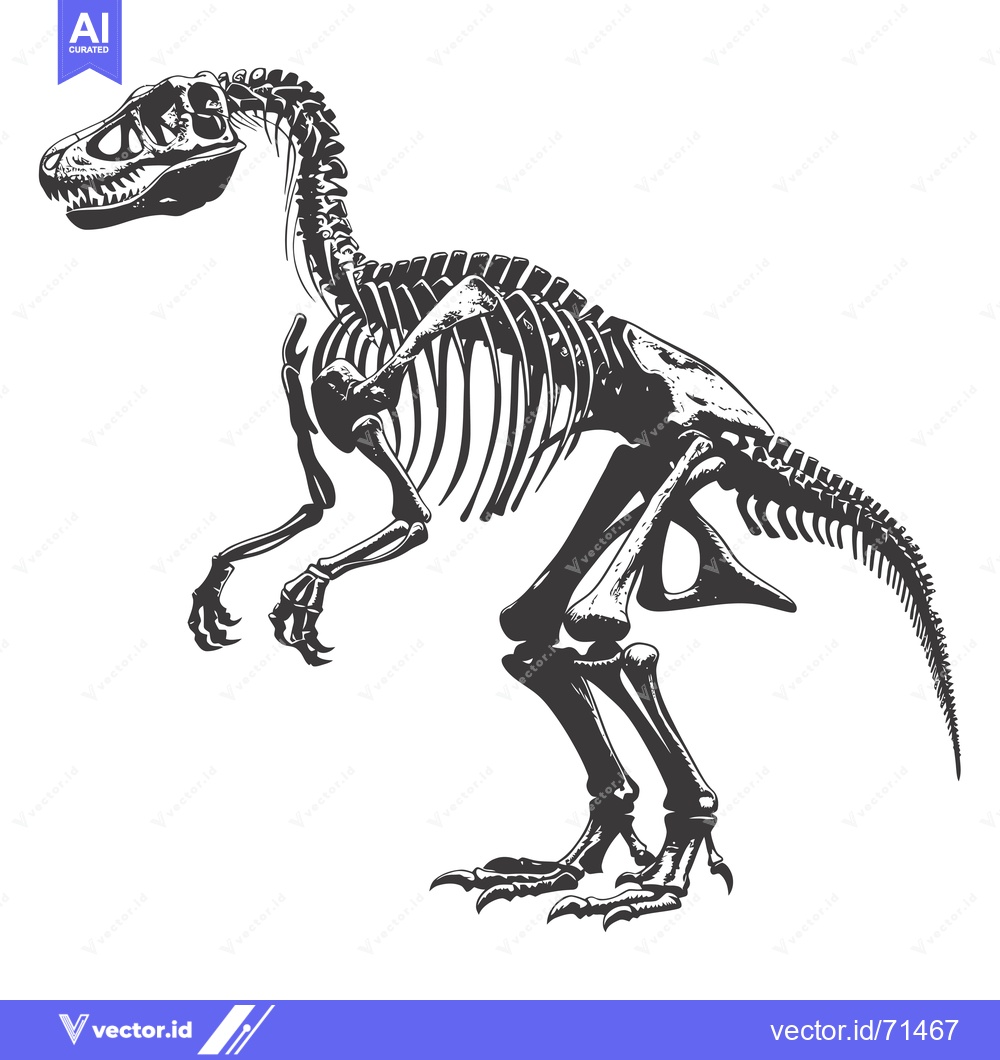 Premium Vector of Skeletal Remains of a Velociraptor Dinosaur
