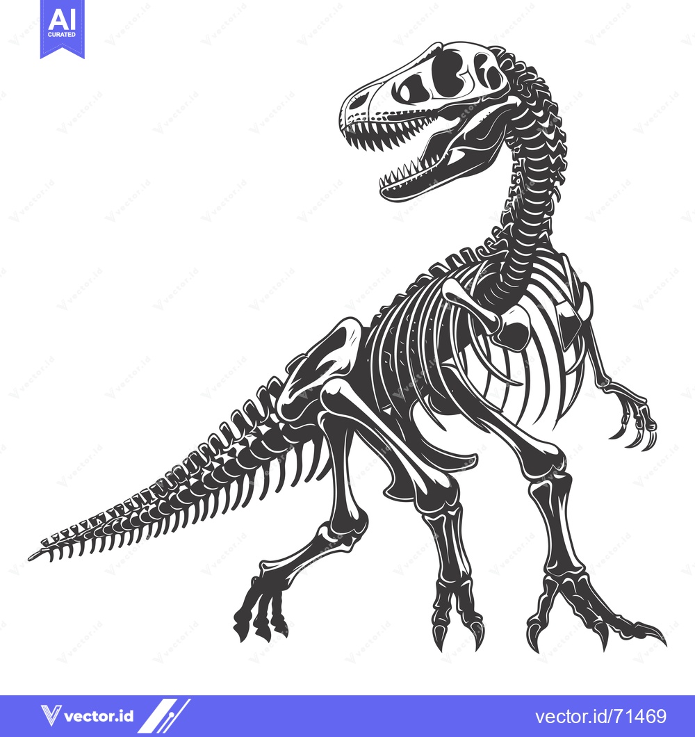 Premium Vector of Detailed Tyrannosaurus Rex Dinosaur Skeleton Illustration