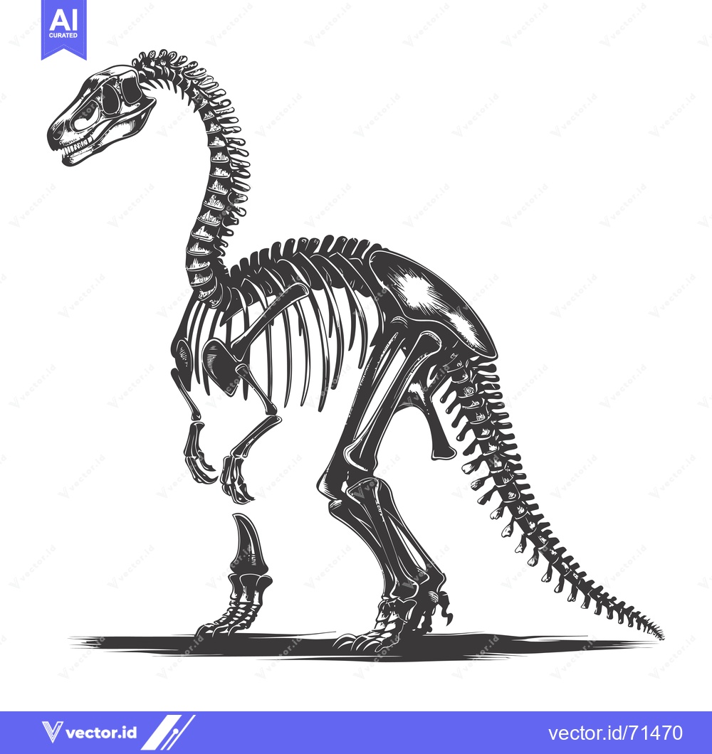 Premium Vector dari Detailed Skeleton of a Standing Dinosaur
