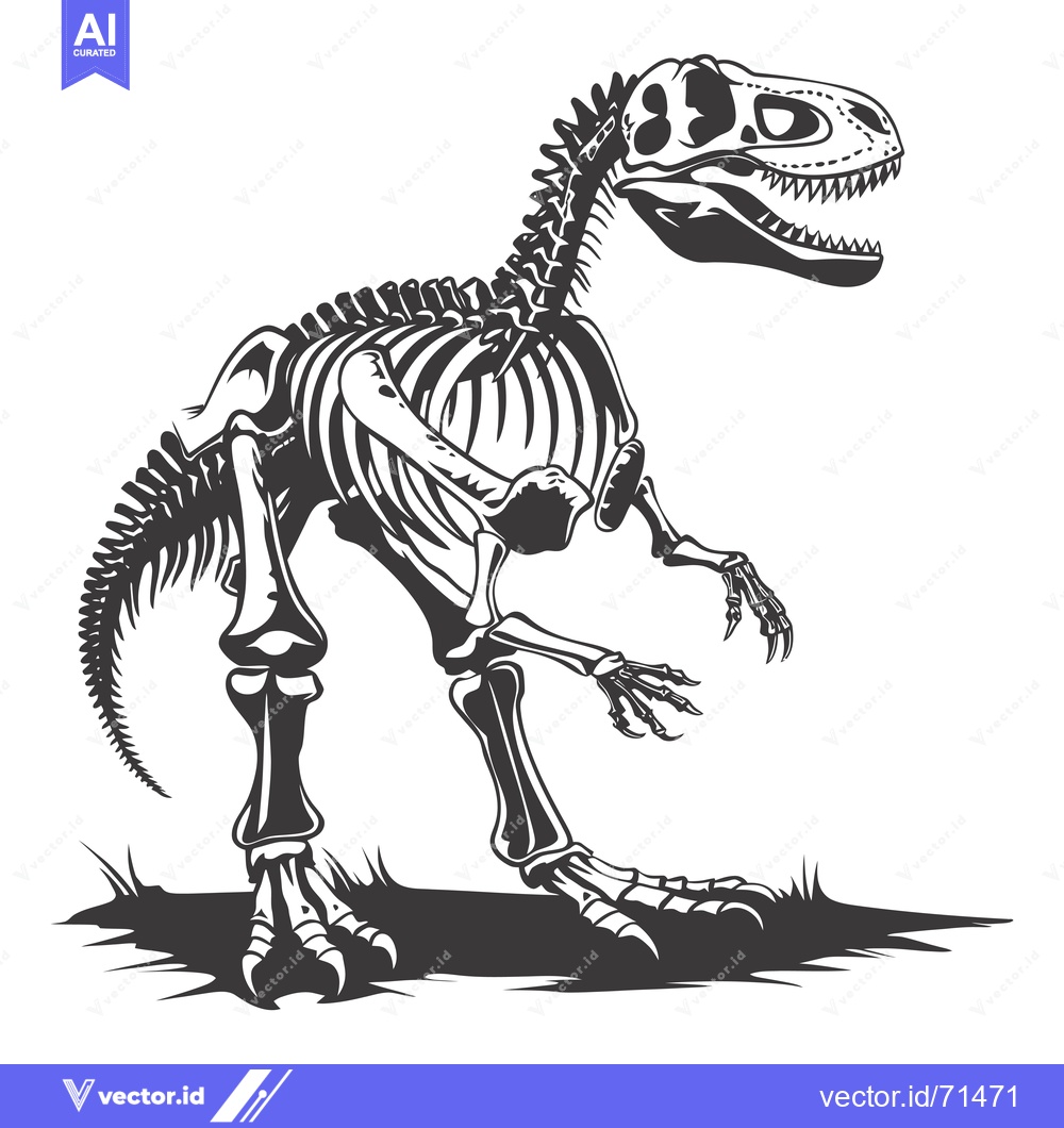 Premium Vector of Tyrannosaurus Rex Skeleton in a Standing Pose