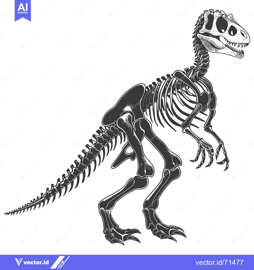 Premium Vector dari Skeletal Reconstruction of a Dinosaur in Standing Position