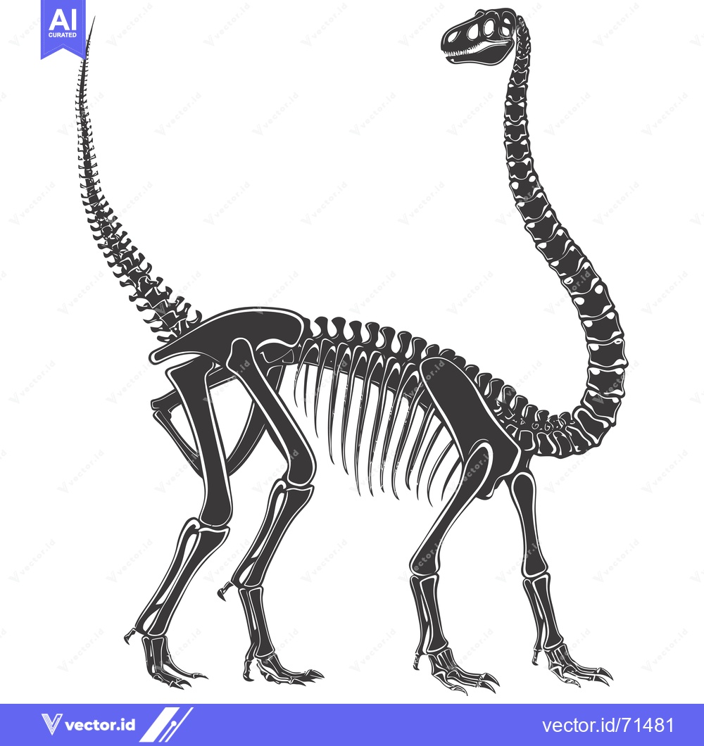 Premium Vector of Skeleton of a long-necked dinosaur with a long tail