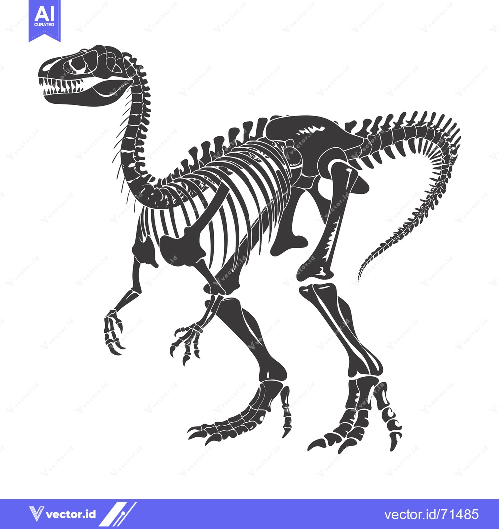 Premium Vector dari Black and White Illustration of a Dinosaur Skeleton