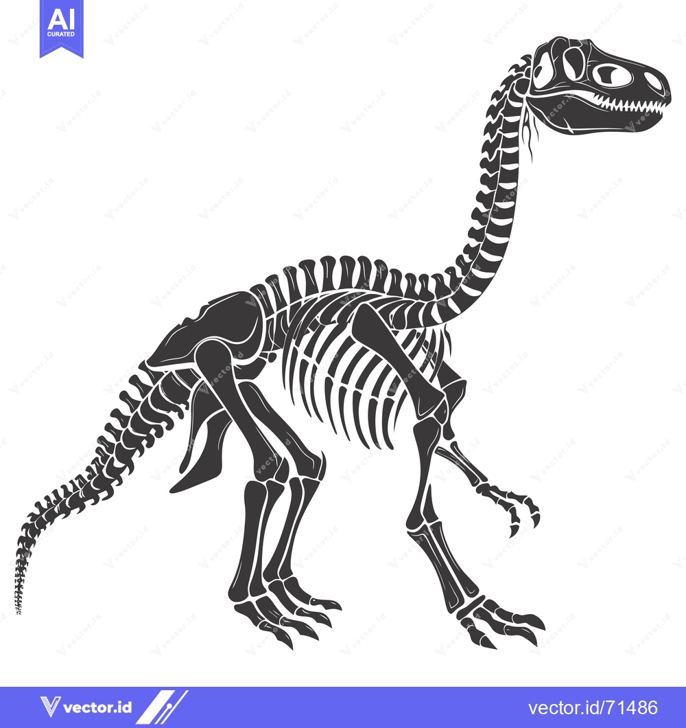 Premium Vector dari A Detailed Illustration of a Dinosaur Skeleton in Silhouette