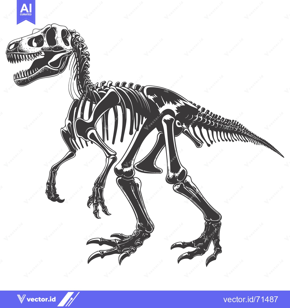 Premium Vector dari Detailed Skeletal Illustration of a Tyrannosaurus Rex Dinosaur