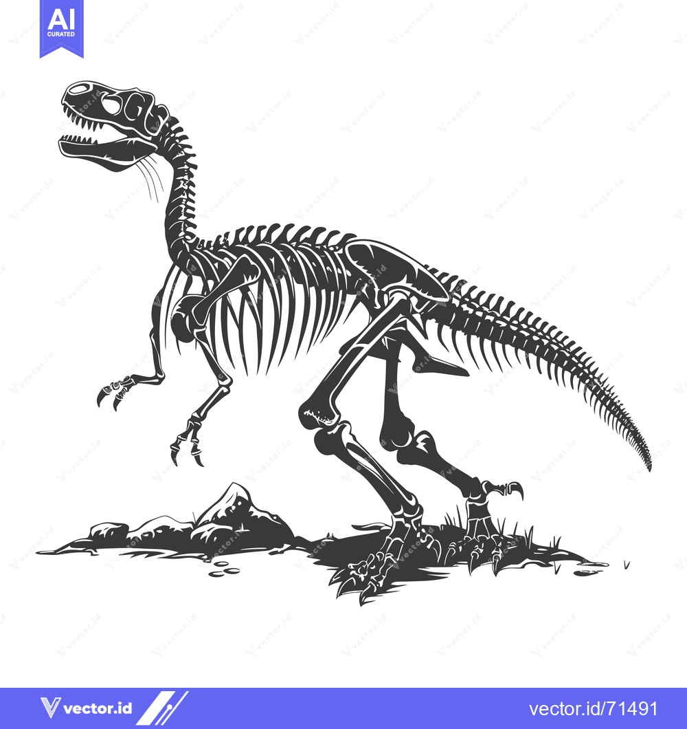 Premium Vector dari Dinosaur Skeleton in a Predatory Stance
