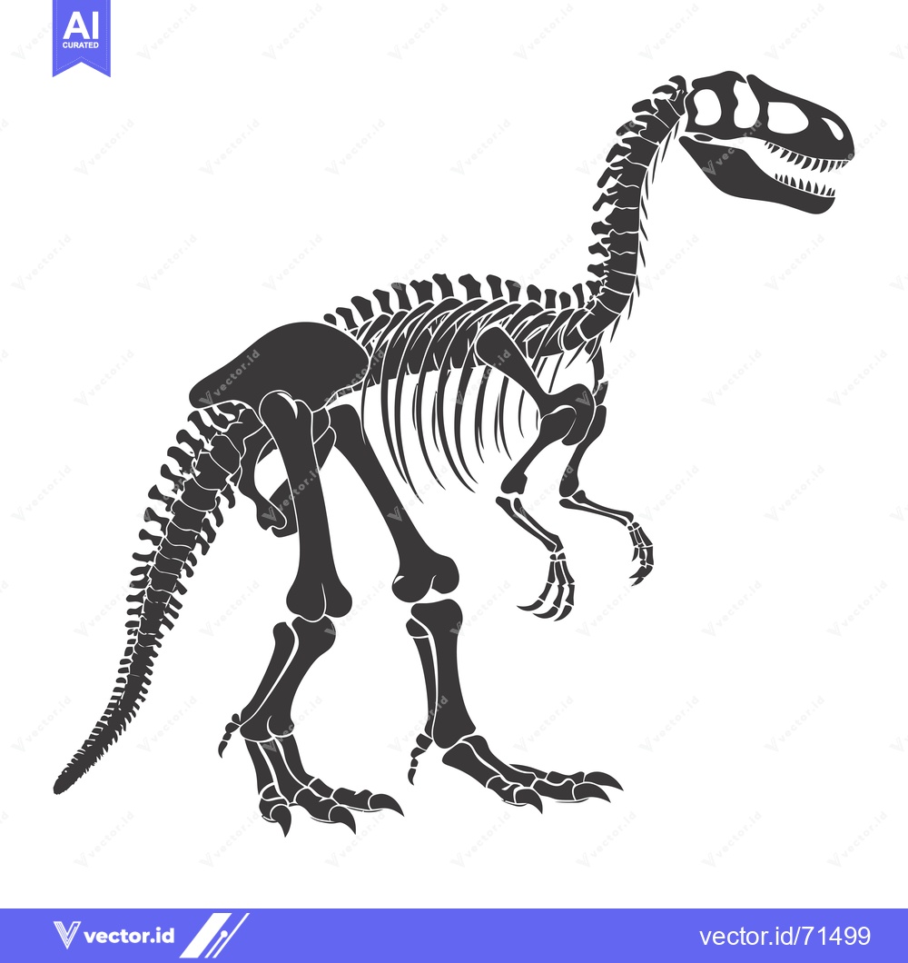 Premium Vector dari A Silhouette of a Tyrannosaurus Rex Skeleton in a Standing Pose