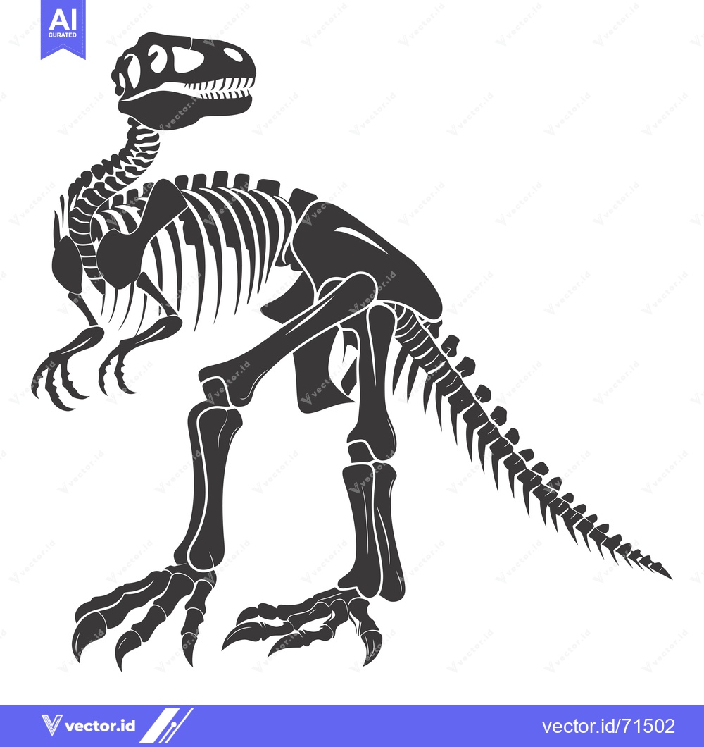 Premium Vector of Silhouette of a dinosaur skeleton in a standing pose