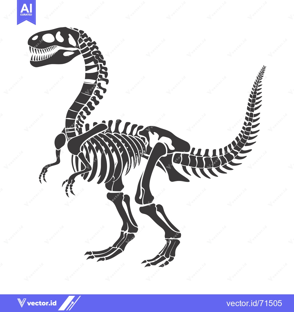Premium Vector dari Black and white illustration of a dinosaur skeleton