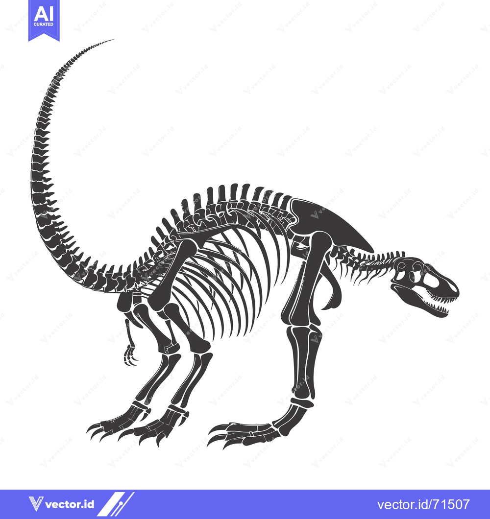 Premium Vector of A Detailed Silhouette of a Tyrannosaurus Rex Skeleton