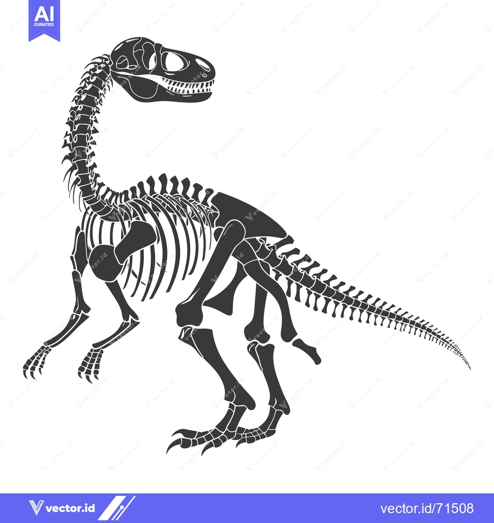 Premium Vector of Detailed Silhouette of a Dinosaur Skeleton in a Standing Pose
