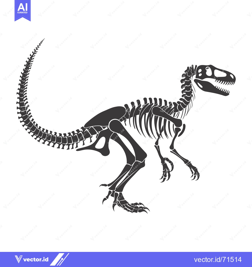 Premium Vector dari Black and White Illustration of a Dinosaur Skeleton