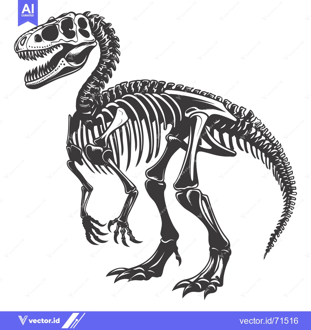 Premium Vector of Tyrannosaurus Rex Skeleton in Standing Pose