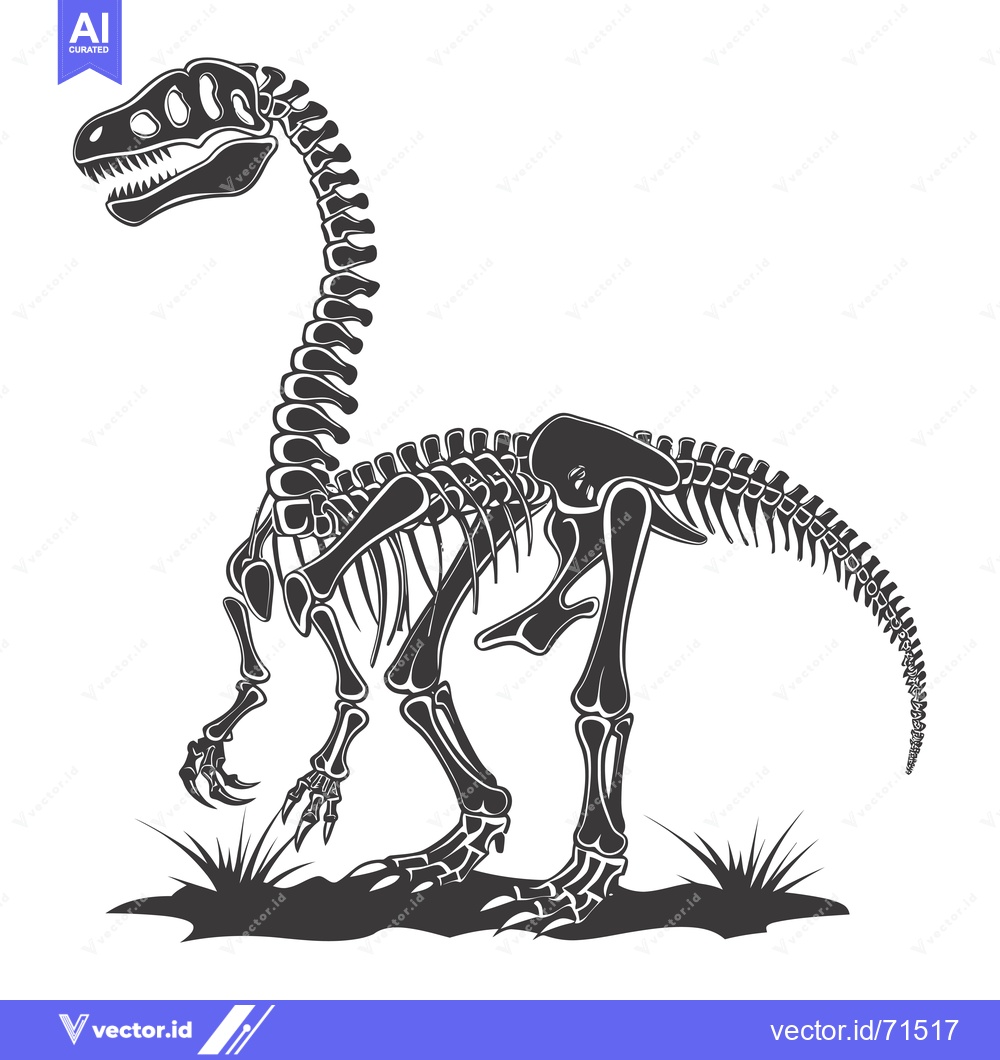 Premium Vector of A Detailed Skeletal Illustration of a Dinosaur