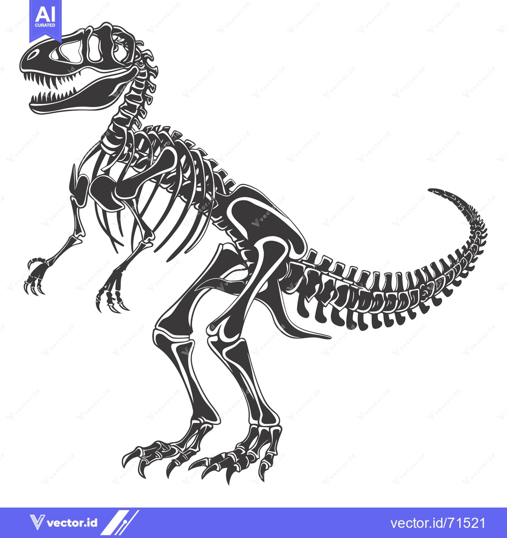 Premium Vector dari A detailed anatomical illustration of a Tyrannosaurus Rex skeleton