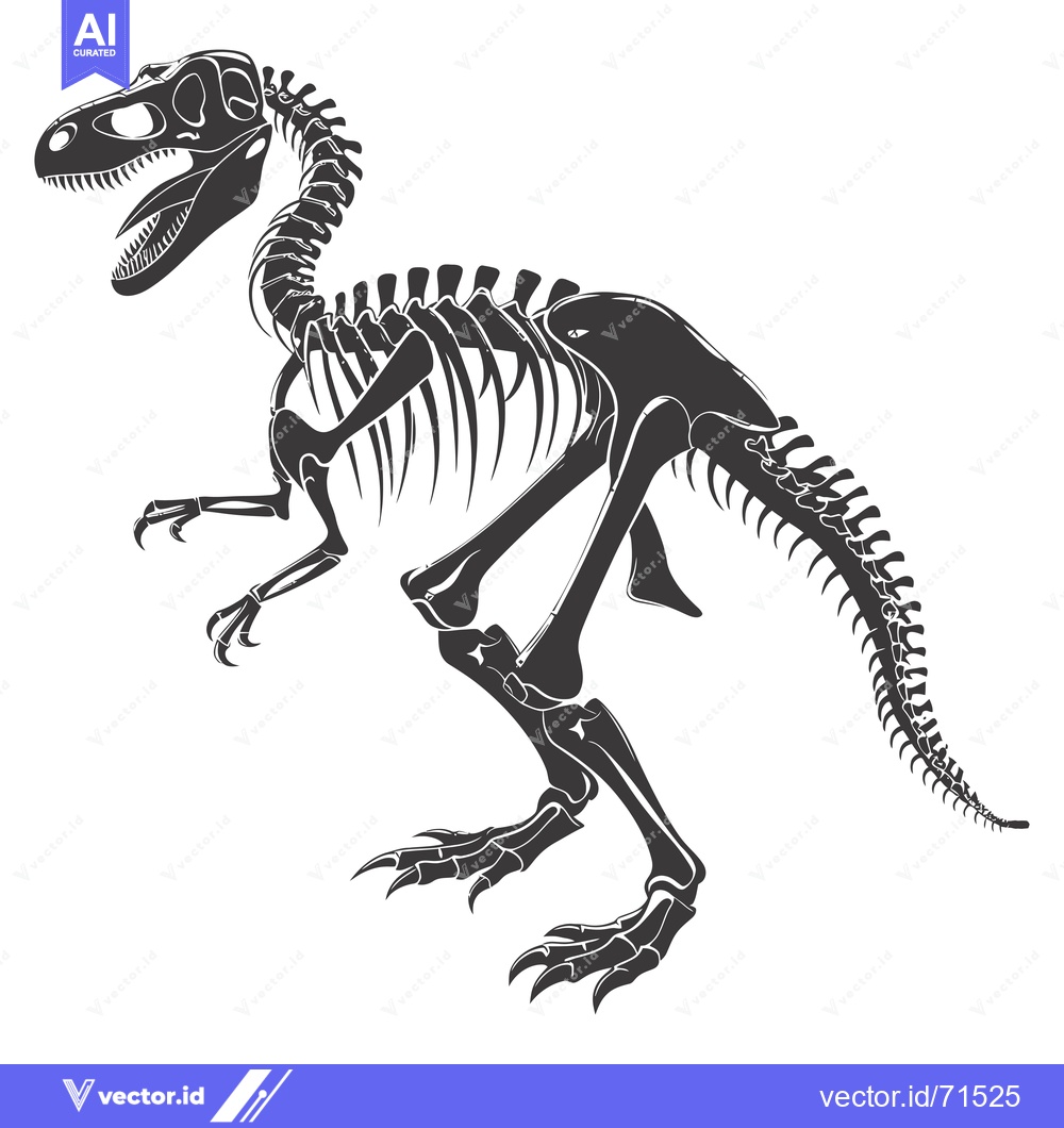 Premium Vector of A Black and White Silhouette of a Tyrannosaurus Rex Skeleton