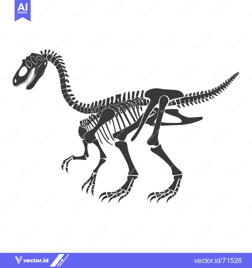 Premium Vector dari Black and White Illustration of a Dinosaur Skeleton