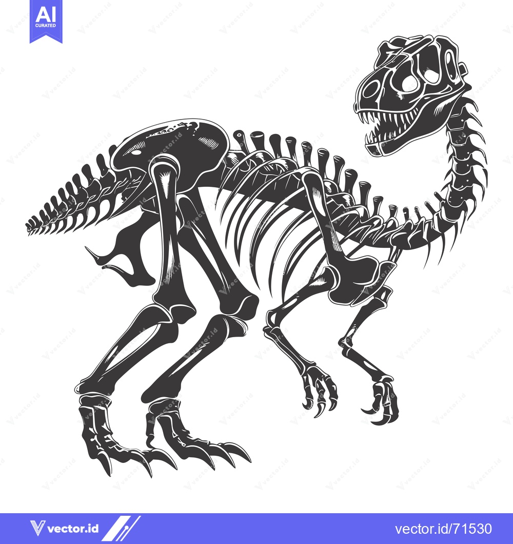 Premium Vector dari Detailed Skeleton of a Dinosaur with Sharp Claws