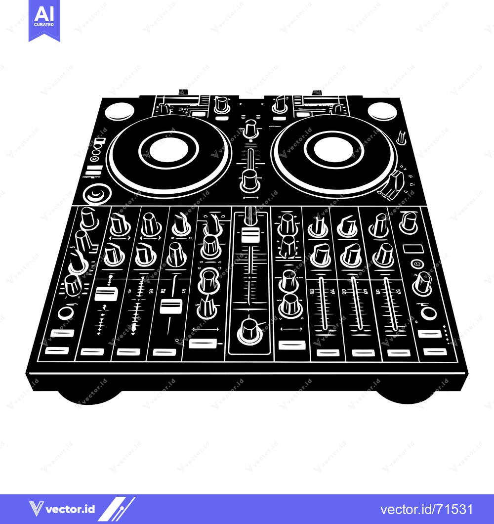 Premium Vector dari A black and white illustration of a DJ mixer