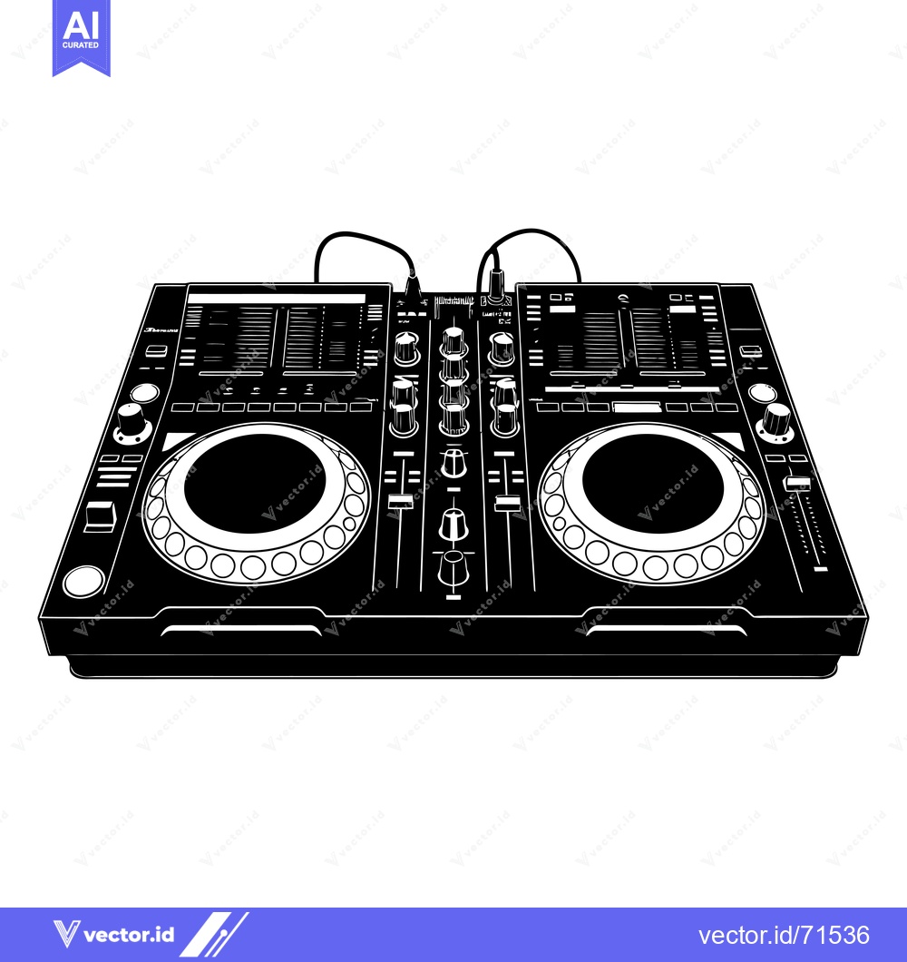 Premium Vector dari Black and white illustration of a professional DJ mixer
