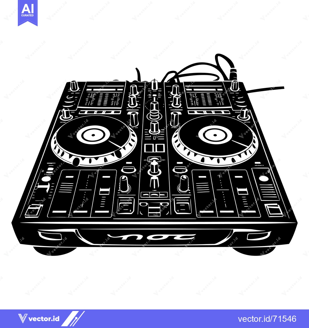 Premium Vector dari Black and White Illustration of a DJ Mixer