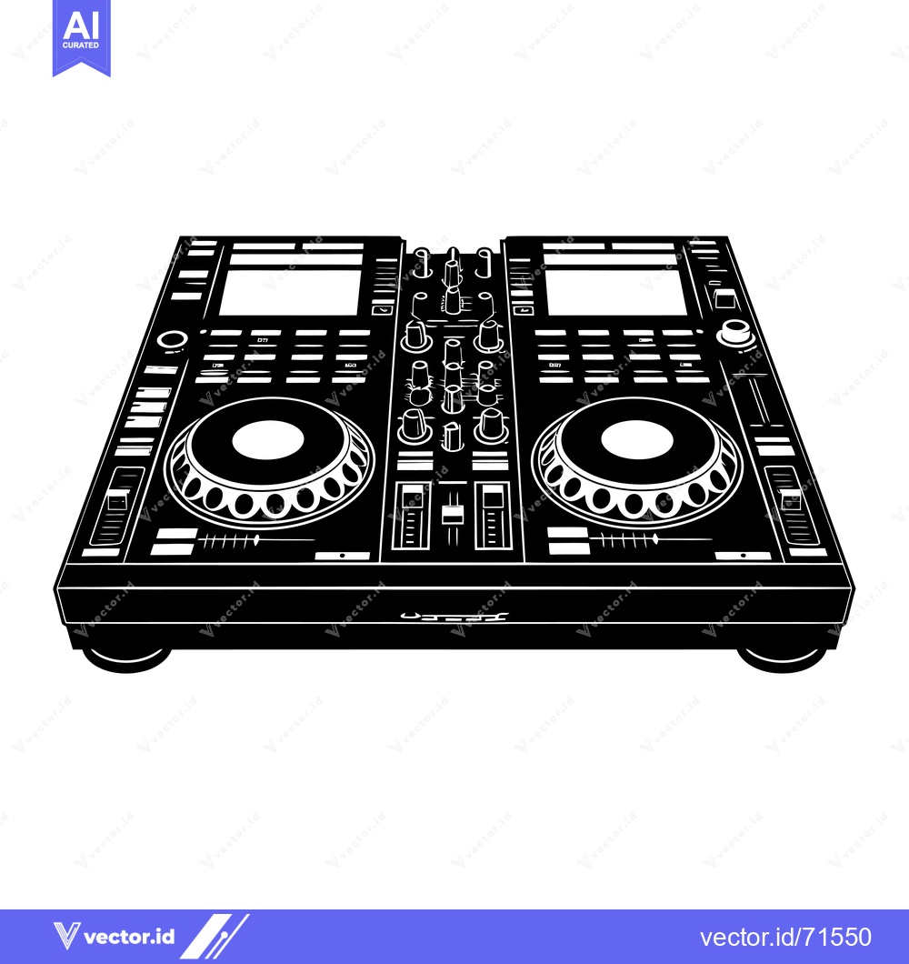 Premium Vector dari Black and White Illustration of a DJ Mixer