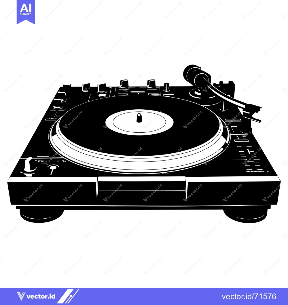 Premium Vector dari Black and White Silhouette of a Turntable