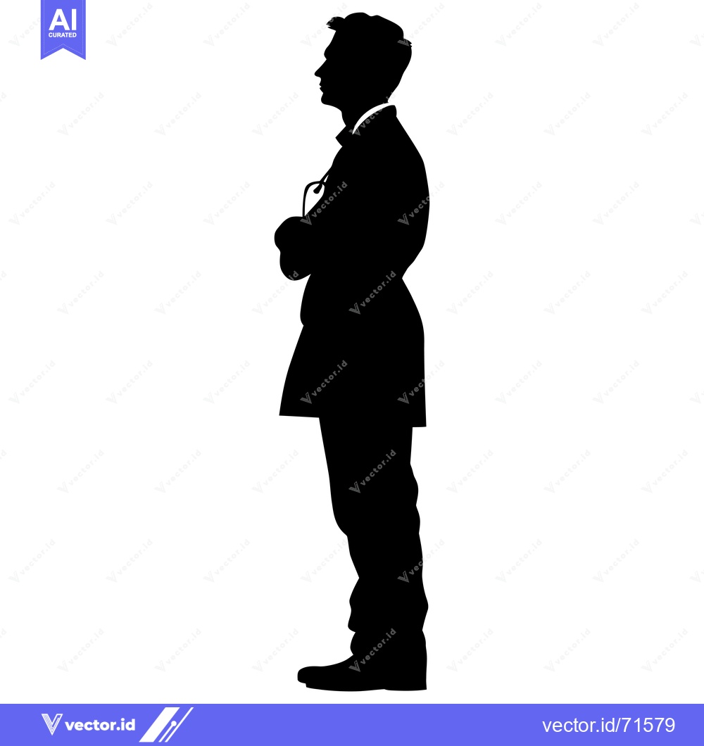 Premium Vector of Silhouette of a Doctor Standing with Stethoscope