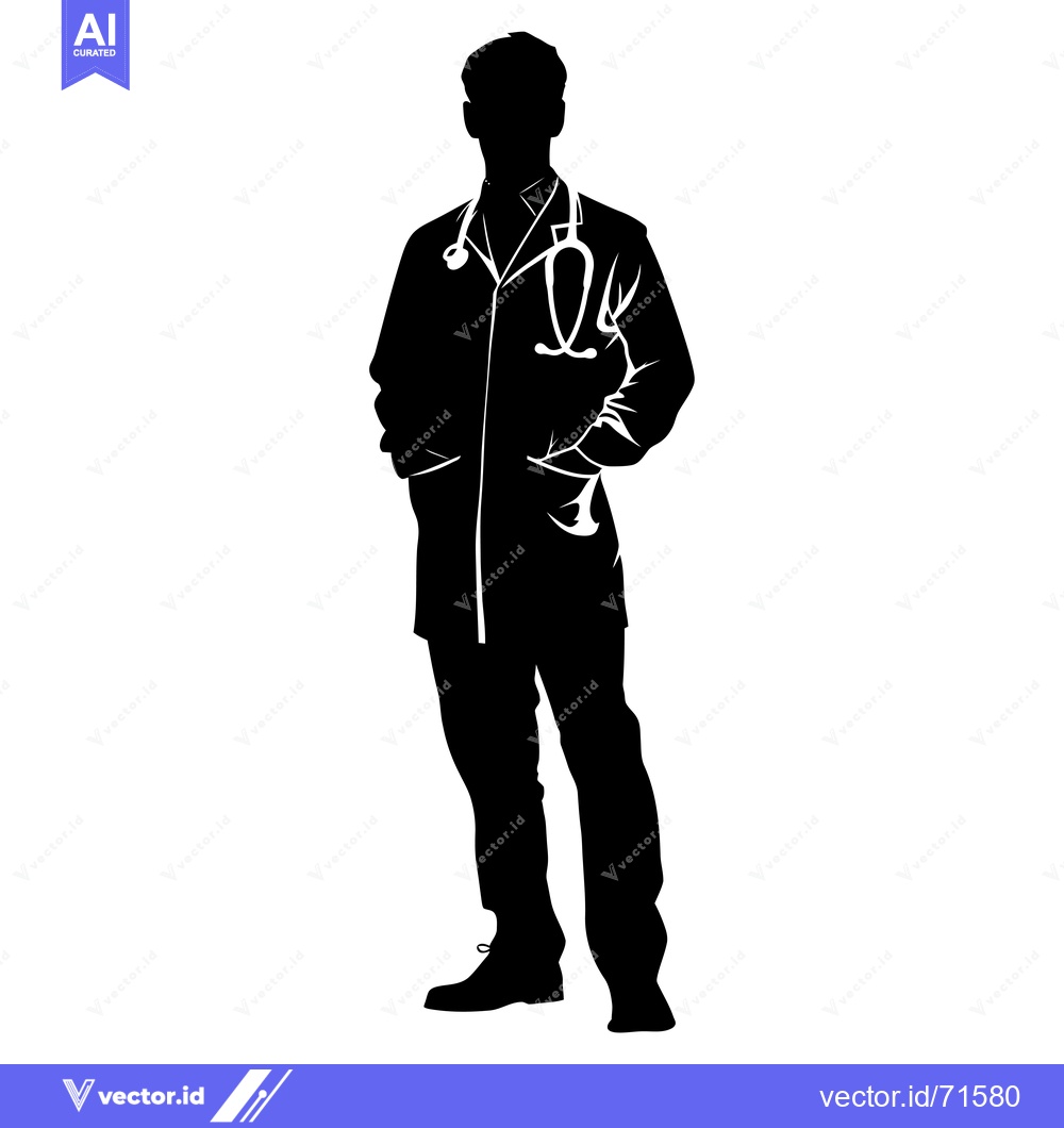 Premium Vector dari Silhouette of a Male Doctor Standing with Stethoscope