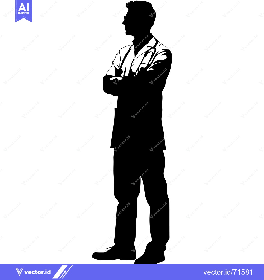 Premium Vector dari Silhouette of a Doctor with Arms Crossed