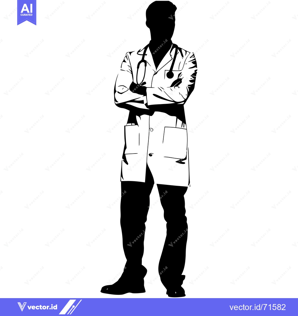 Premium Vector of Silhouette of a Doctor with Crossed Arms and Stethoscope
